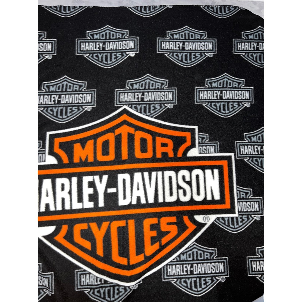 Harley Davidson Cycles Fleece Throw Blanket Black Orange Bar & Shield Logo